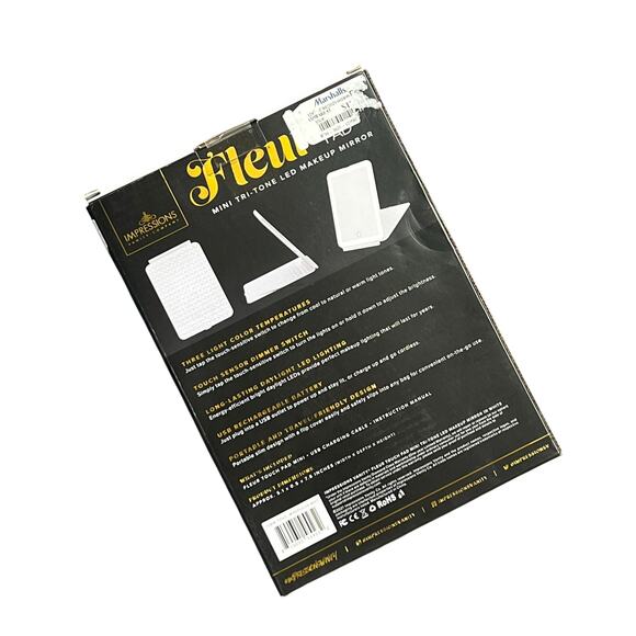 Impressions Vanity Fleur Touch Pad Mini Tri-Tone LED Makeup Mirror White - Picture 9 of 10